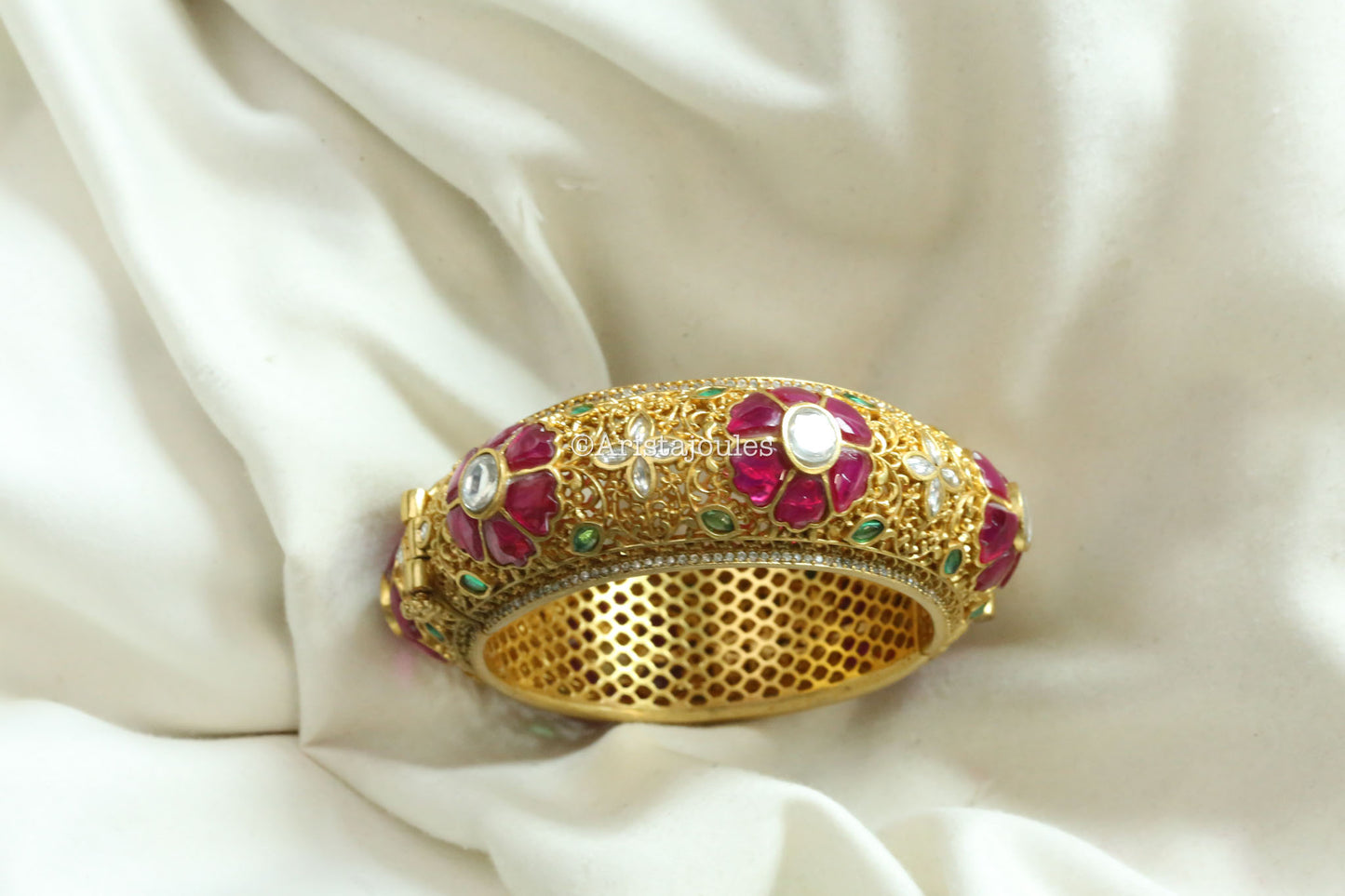 Zareen Premium Designer Jadau Kundan Bracelet  (Openable 2.4)