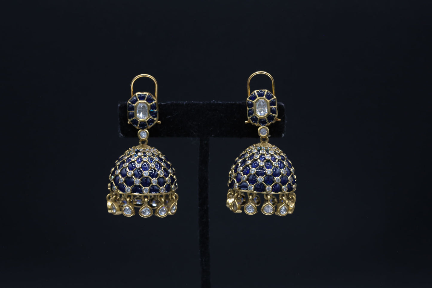 Takkar Kundan Polki Kundan Jhumka - Blue