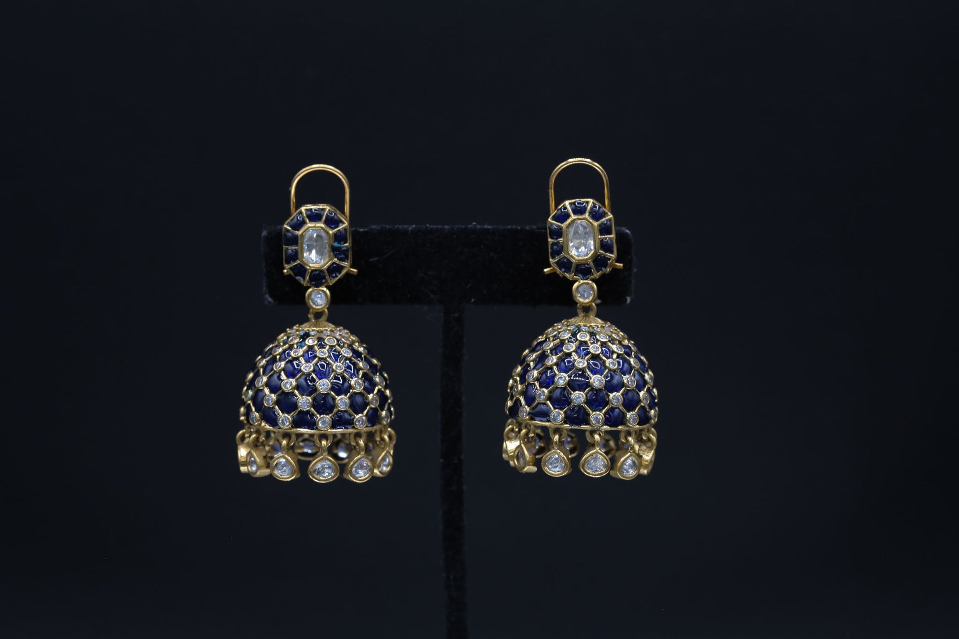Takkar Kundan Polki Kundan Jhumka - Blue