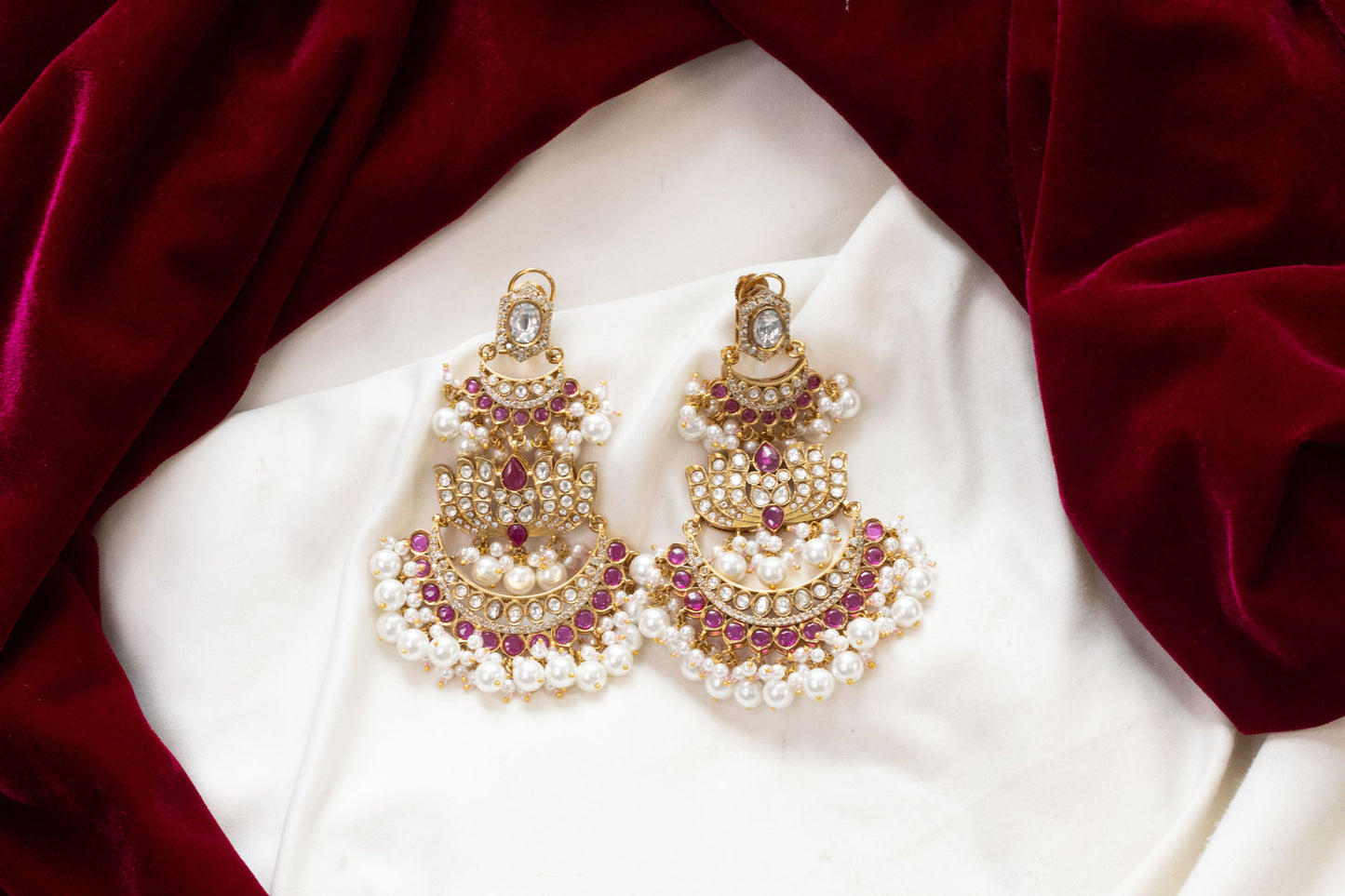 Alia Lotus Kundan Polki Earrings