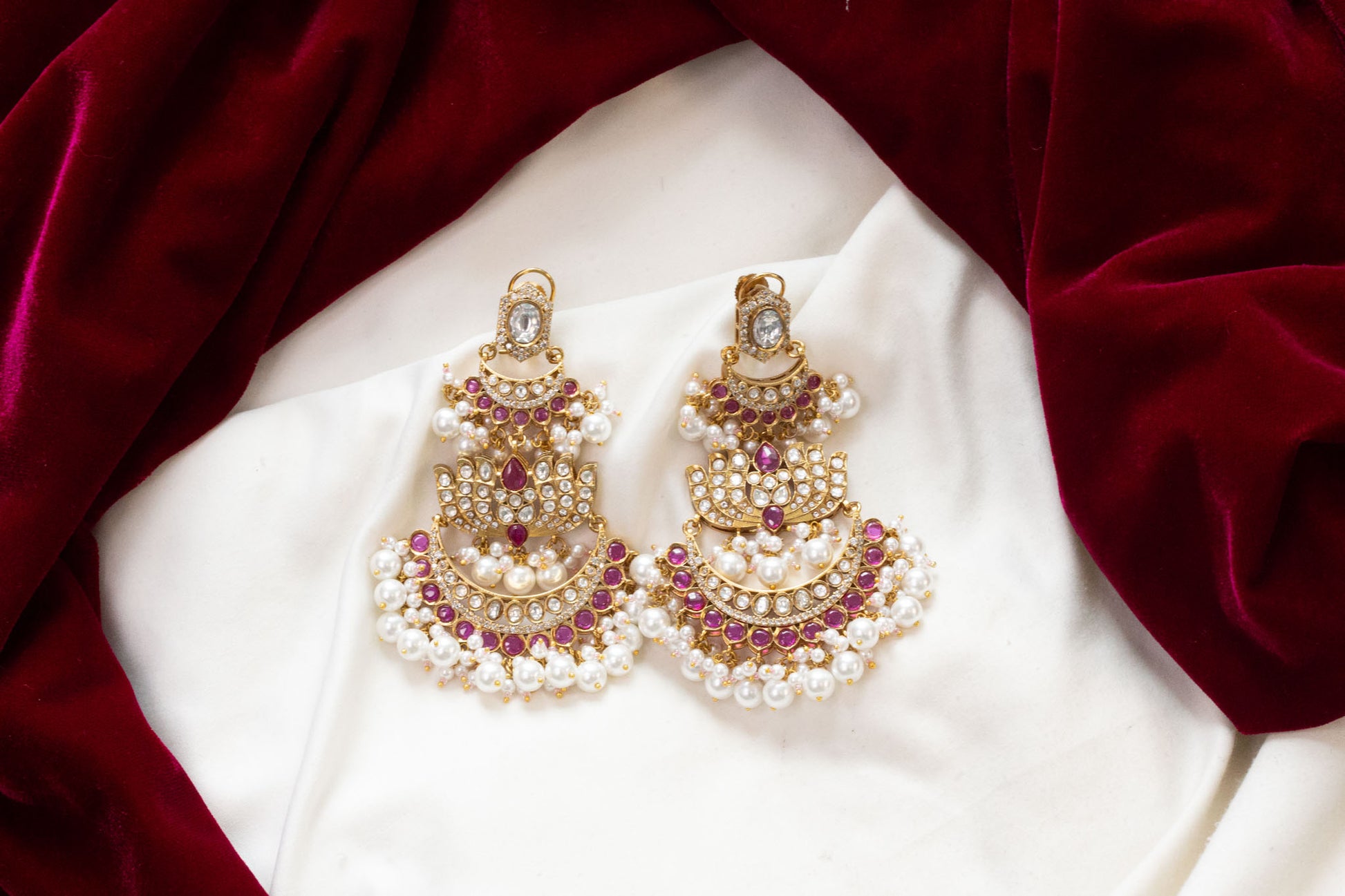 Alia Lotus Kundan Polki Earrings