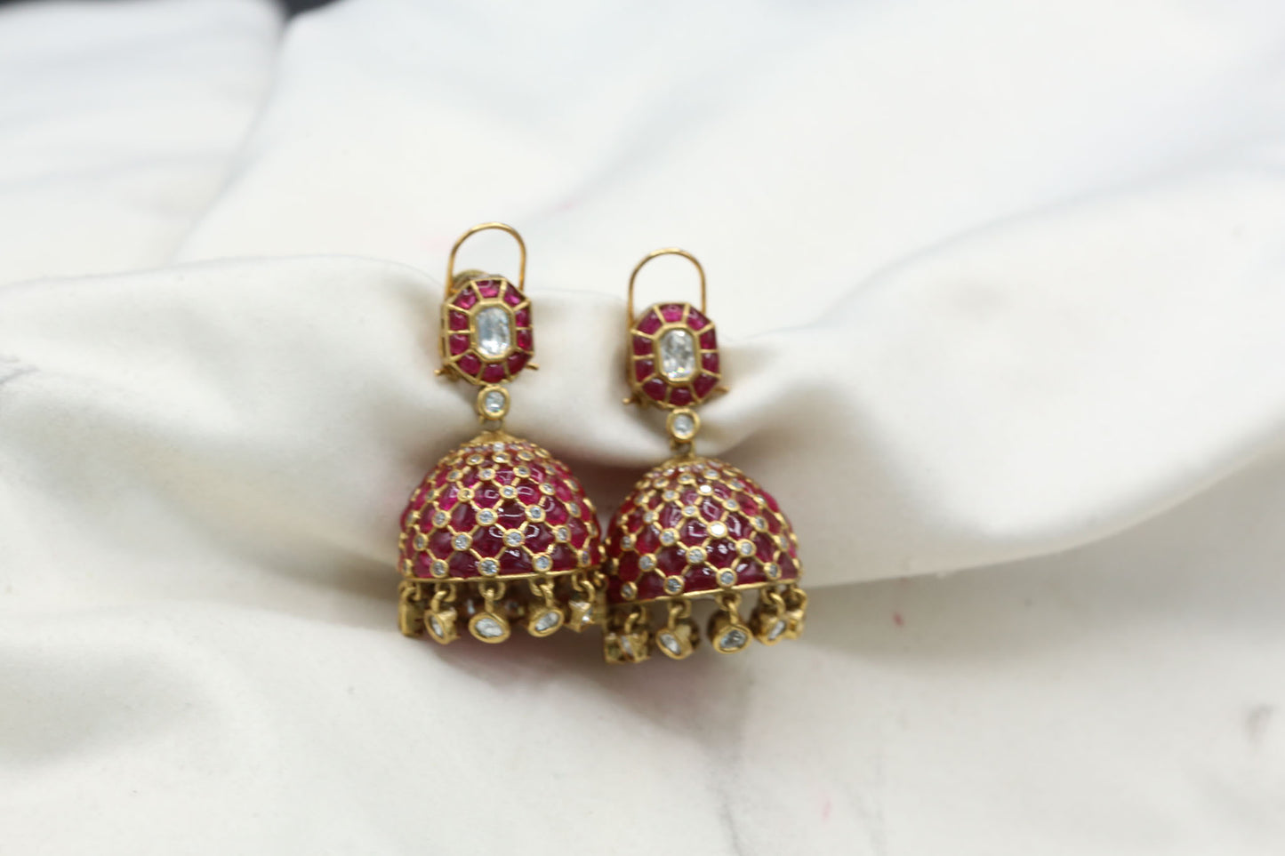 Takkar Kundan Polki Kundan Jhumka - Ruby