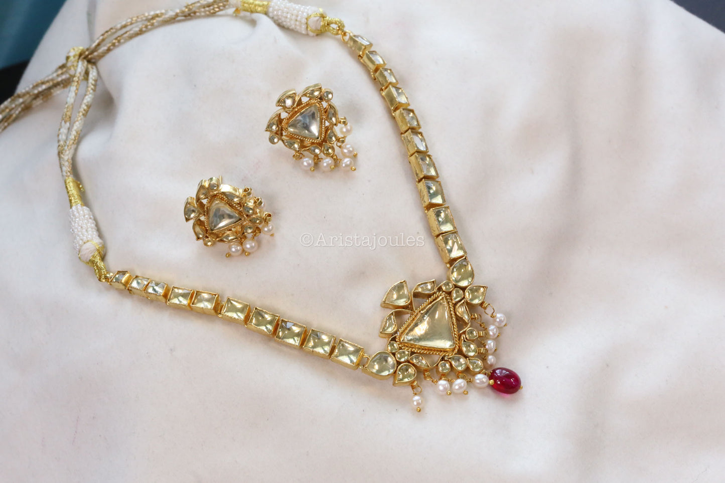 Suvarna Fresh Water Pearls & Yellow Polki Kundan Set