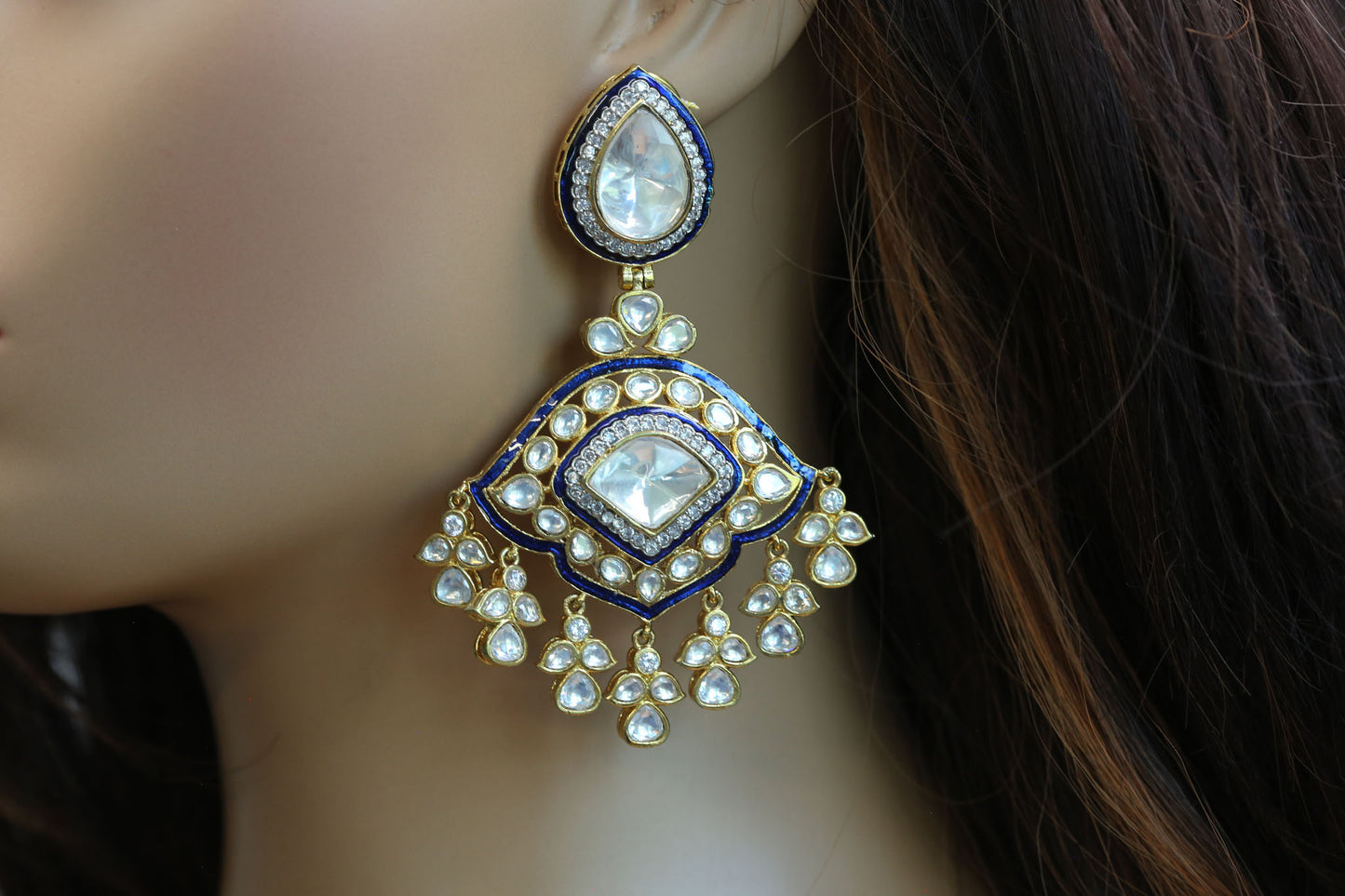 Premium Polki & Enamel Chandbaali