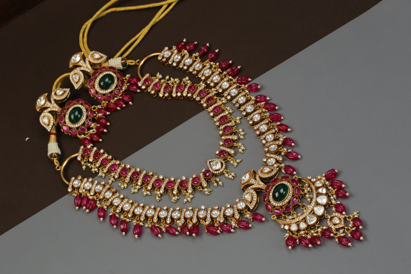 Polki Kundan & Ruby Pota Doublet Necklace Set