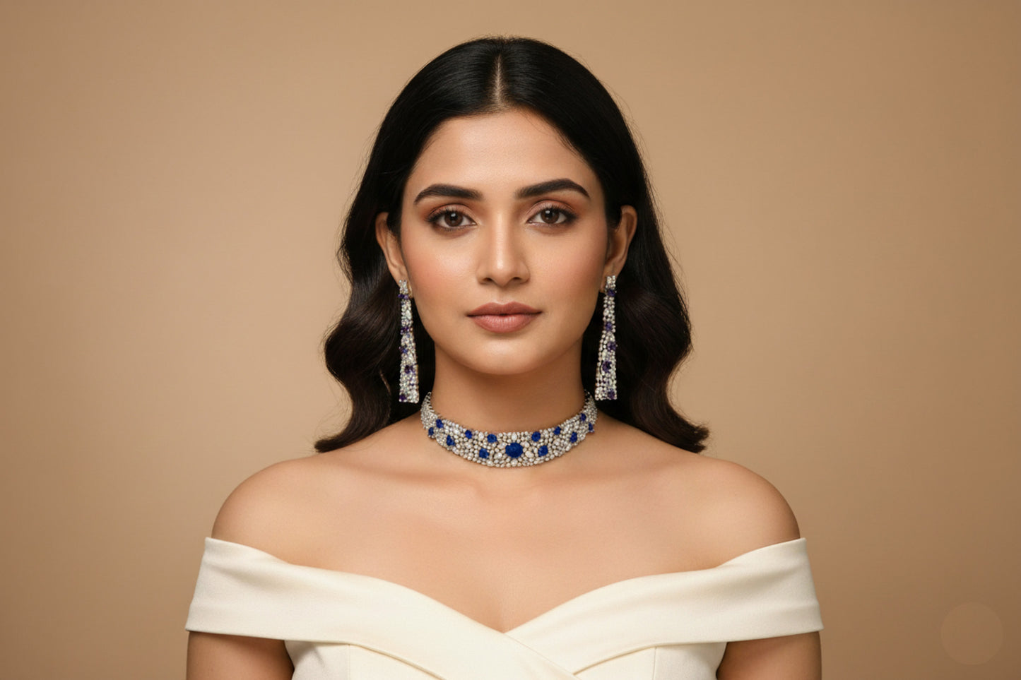 Avanti Premium CZ Doublet Necklace Set - Blue