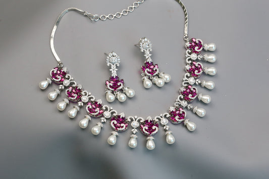 Shakti Premium Quality CZ & Pearls Necklace Set