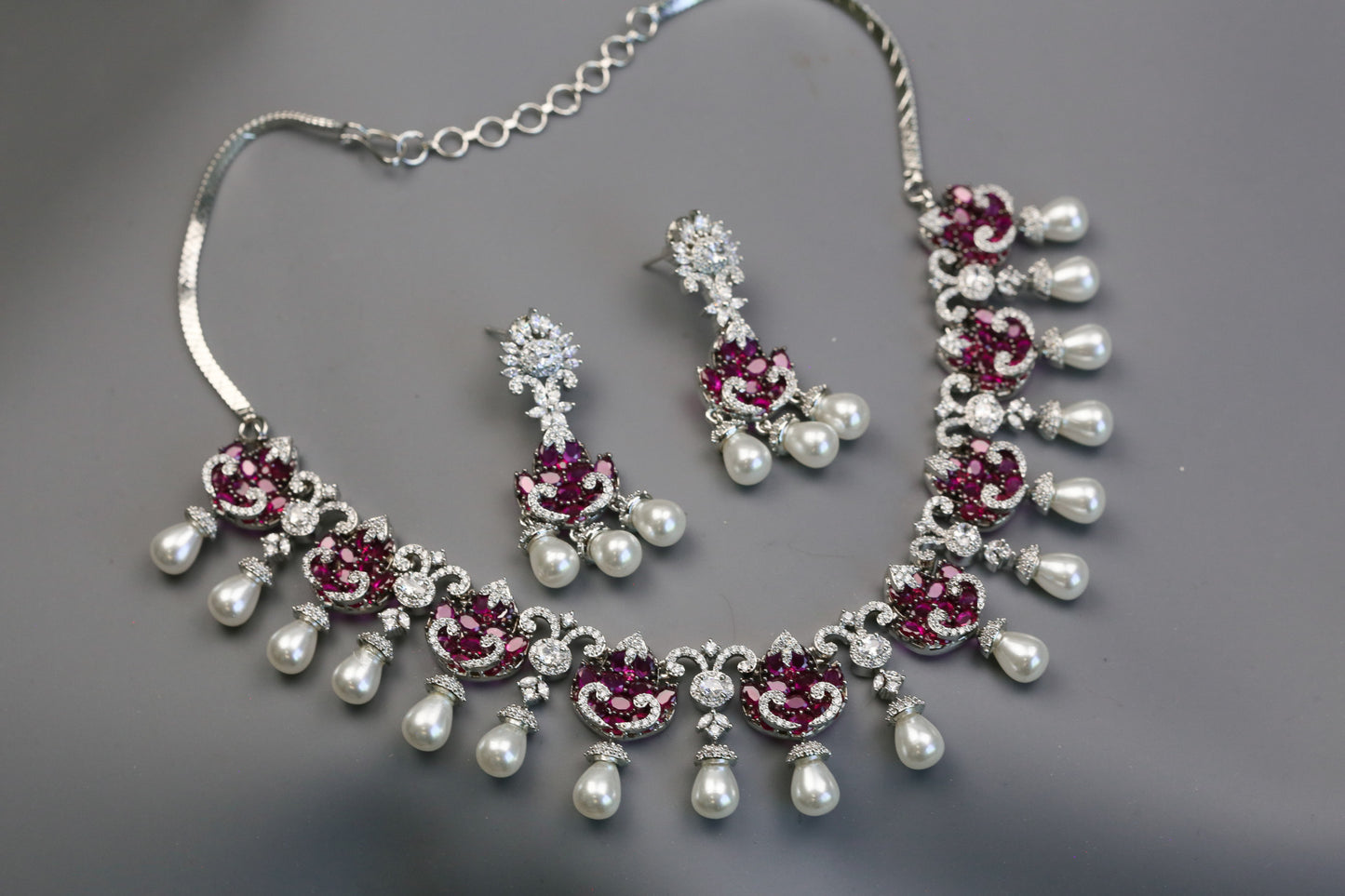 Shakti Premium Quality CZ & Pearls Necklace Set