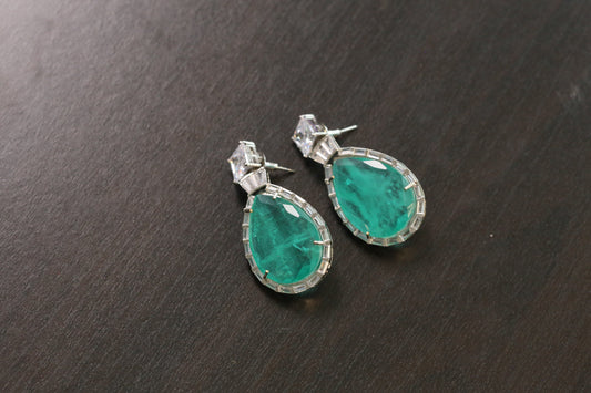 Aruna Doublet Silver Finish Earrings (101-81)