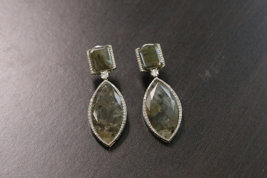 Anjani Doublet Silver Finish Earrings (101-82)