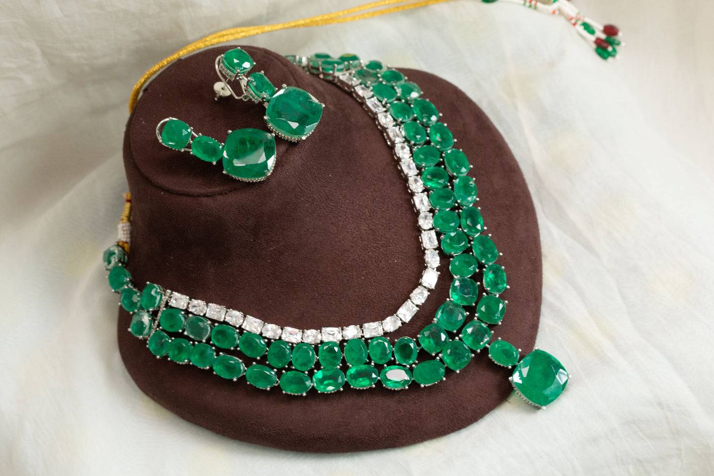 Maalini Green Doublet & CZ Necklace Set