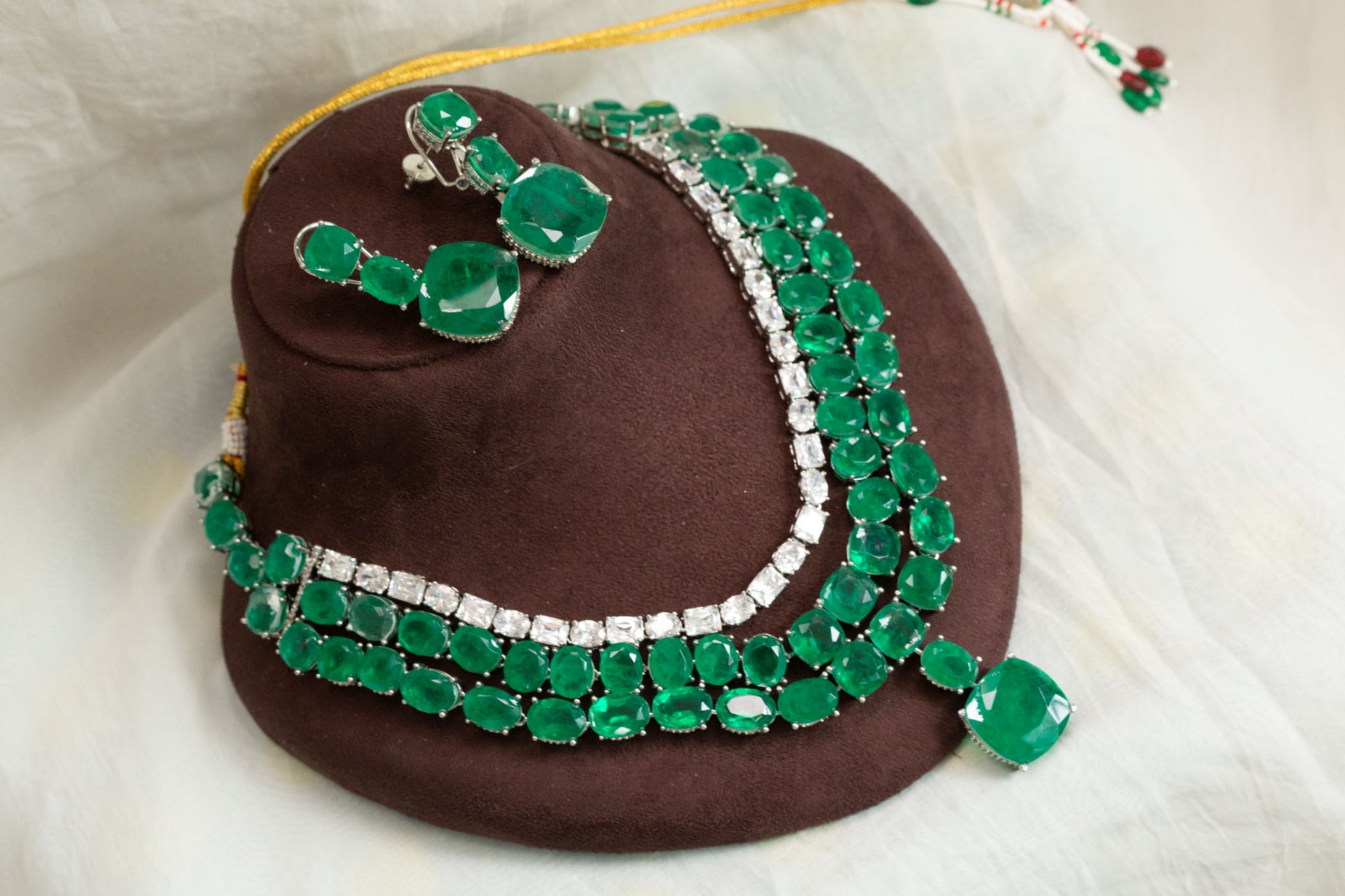 Maalini Green Doublet & CZ Necklace Set