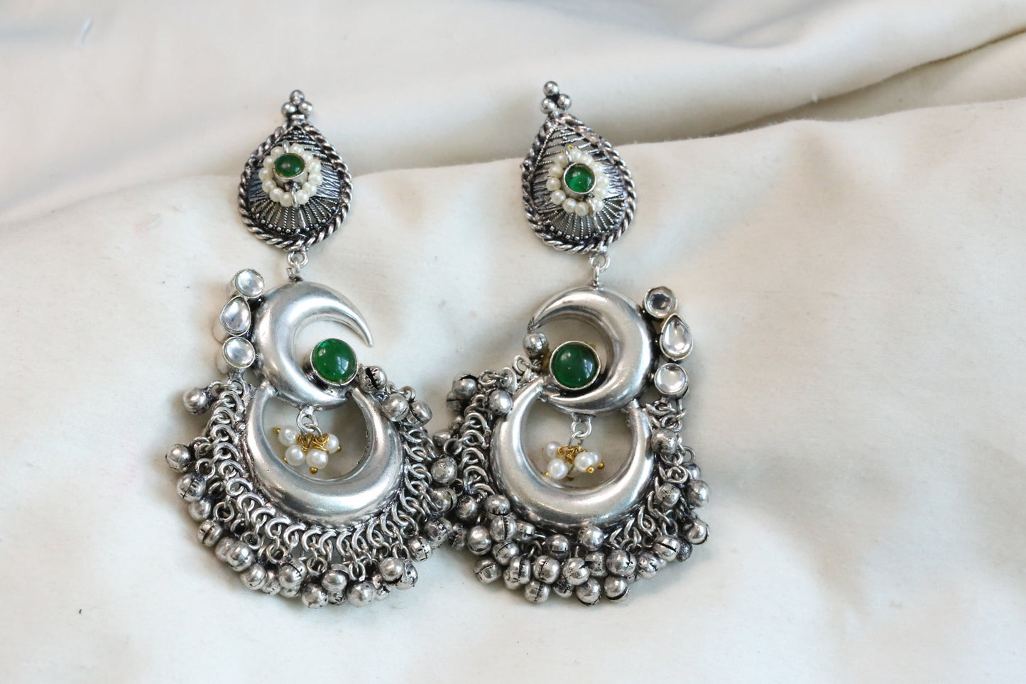 Chandrika Oxidized Chandbaali - Green