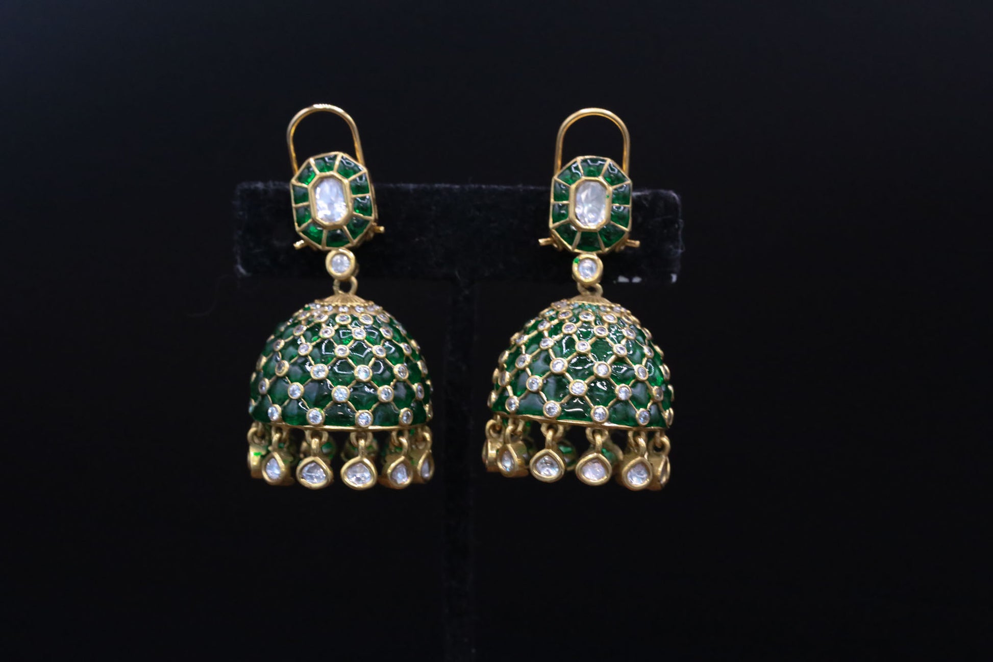 Takkar Kundan Polki Kundan Jhumka - Green