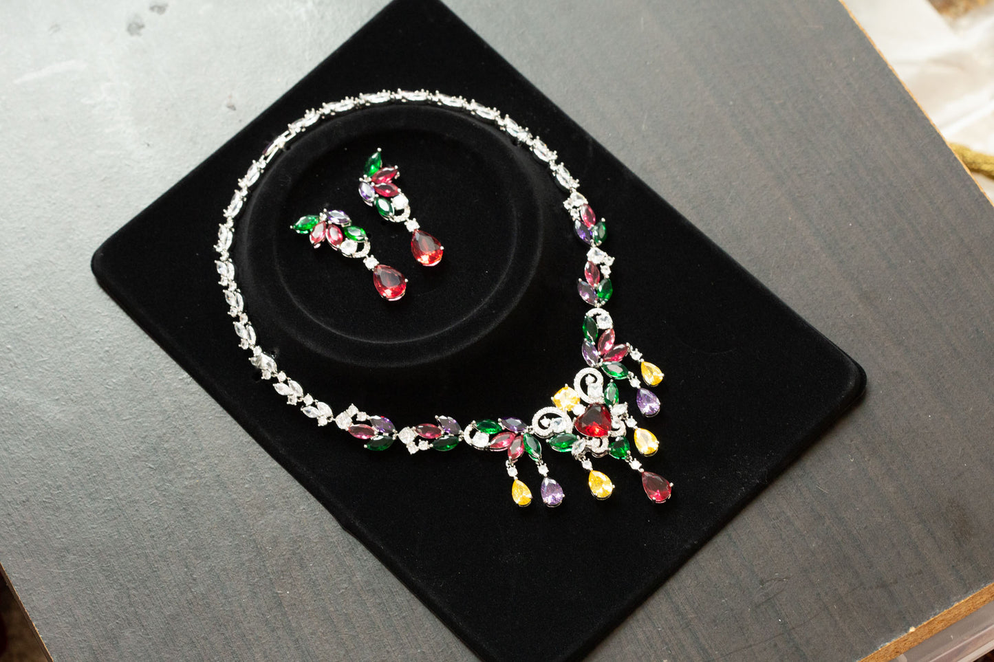 Veera Multi Color CZ Necklace Set