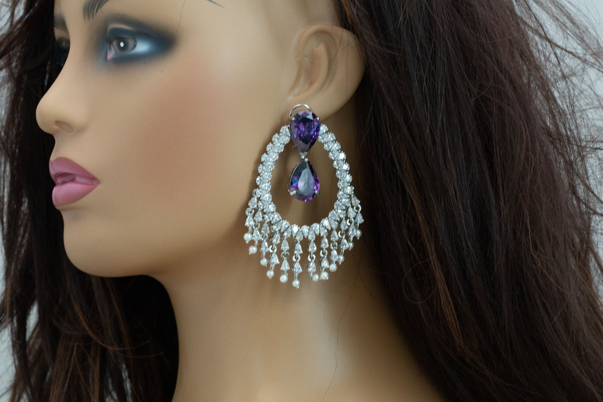 Alia Bhatt CZ Earrings - Purple