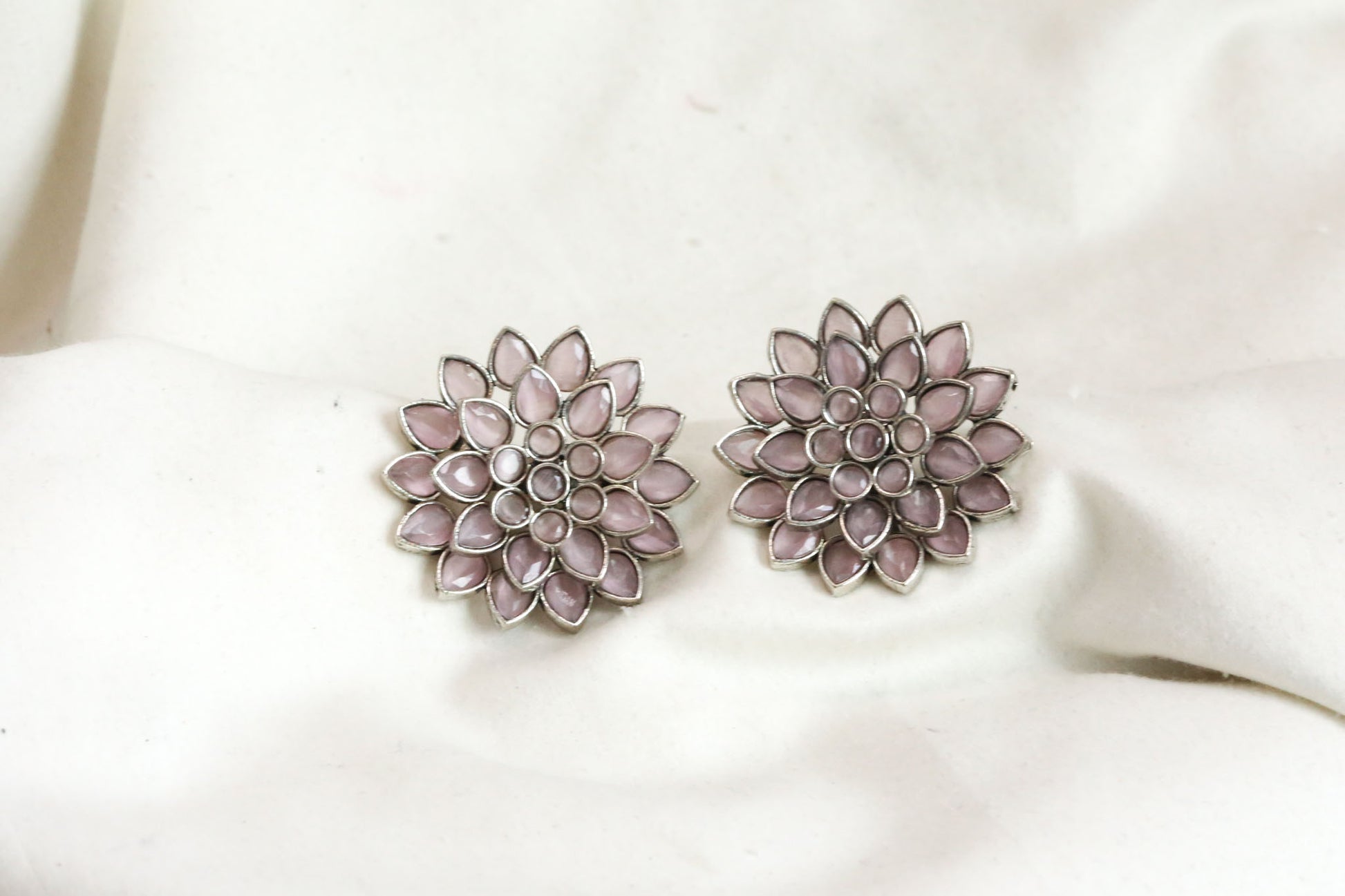 3-In-1 Oversized Oxidized Studs- Pink