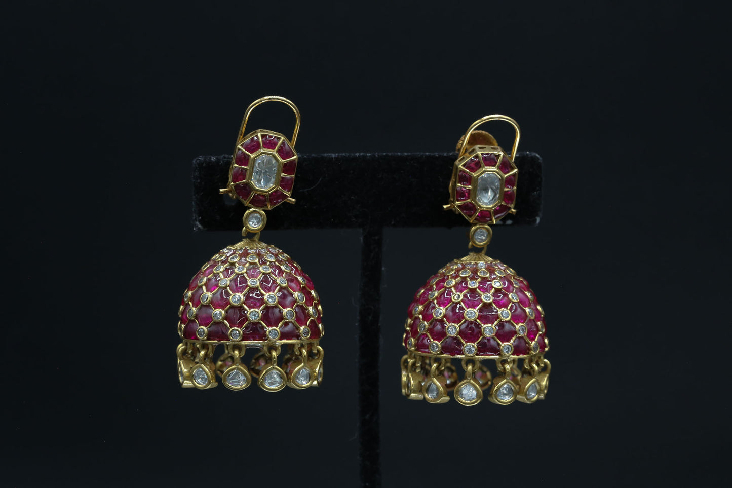 Takkar Kundan Polki Kundan Jhumka - Ruby