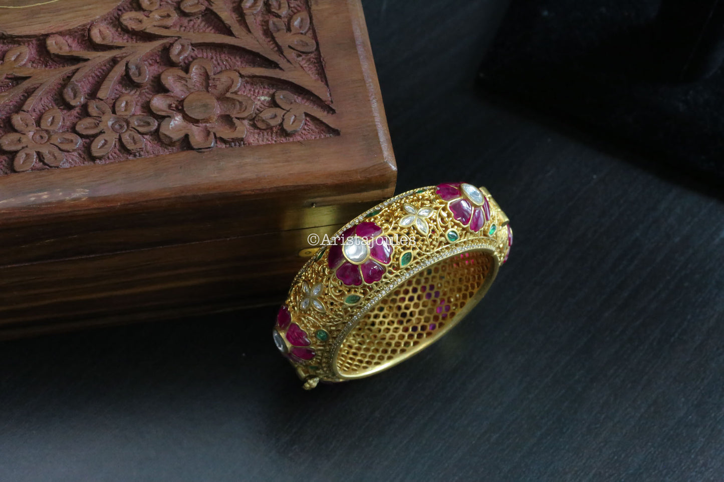 Zareen Premium Designer Jadau Kundan Bracelet  (Openable 2.4)