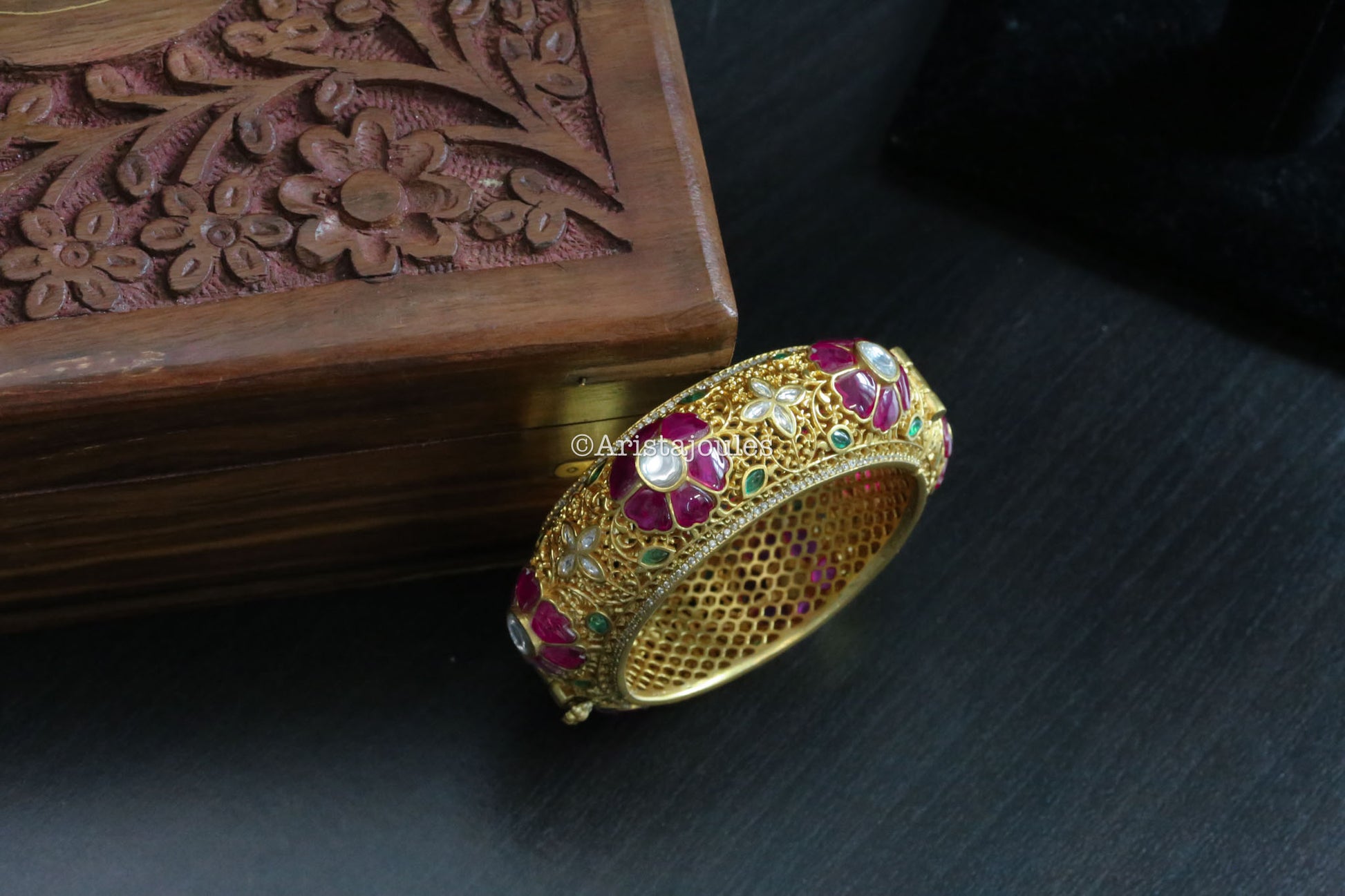 Zareen Premium Designer Jadau Kundan Bracelet  (Openable 2.4)