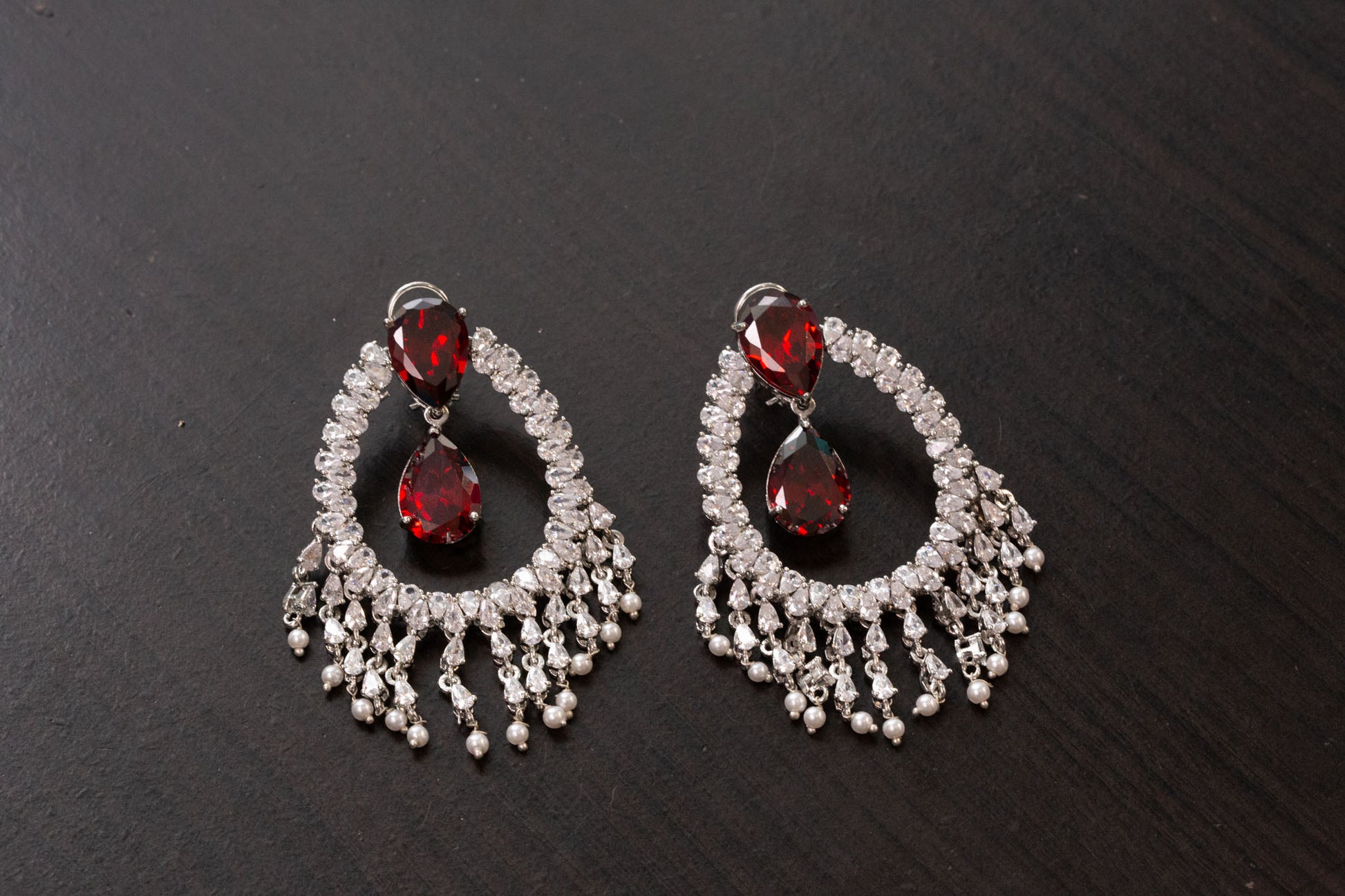 Alia Bhatt CZ Earrings - Red
