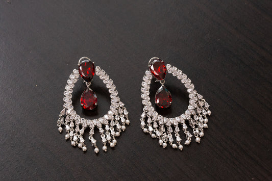 Alia Bhatt CZ Earrings - Red