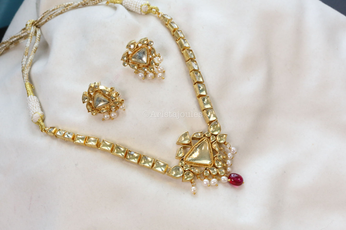 Suvarna Fresh Water Pearls & Yellow Polki Kundan Set