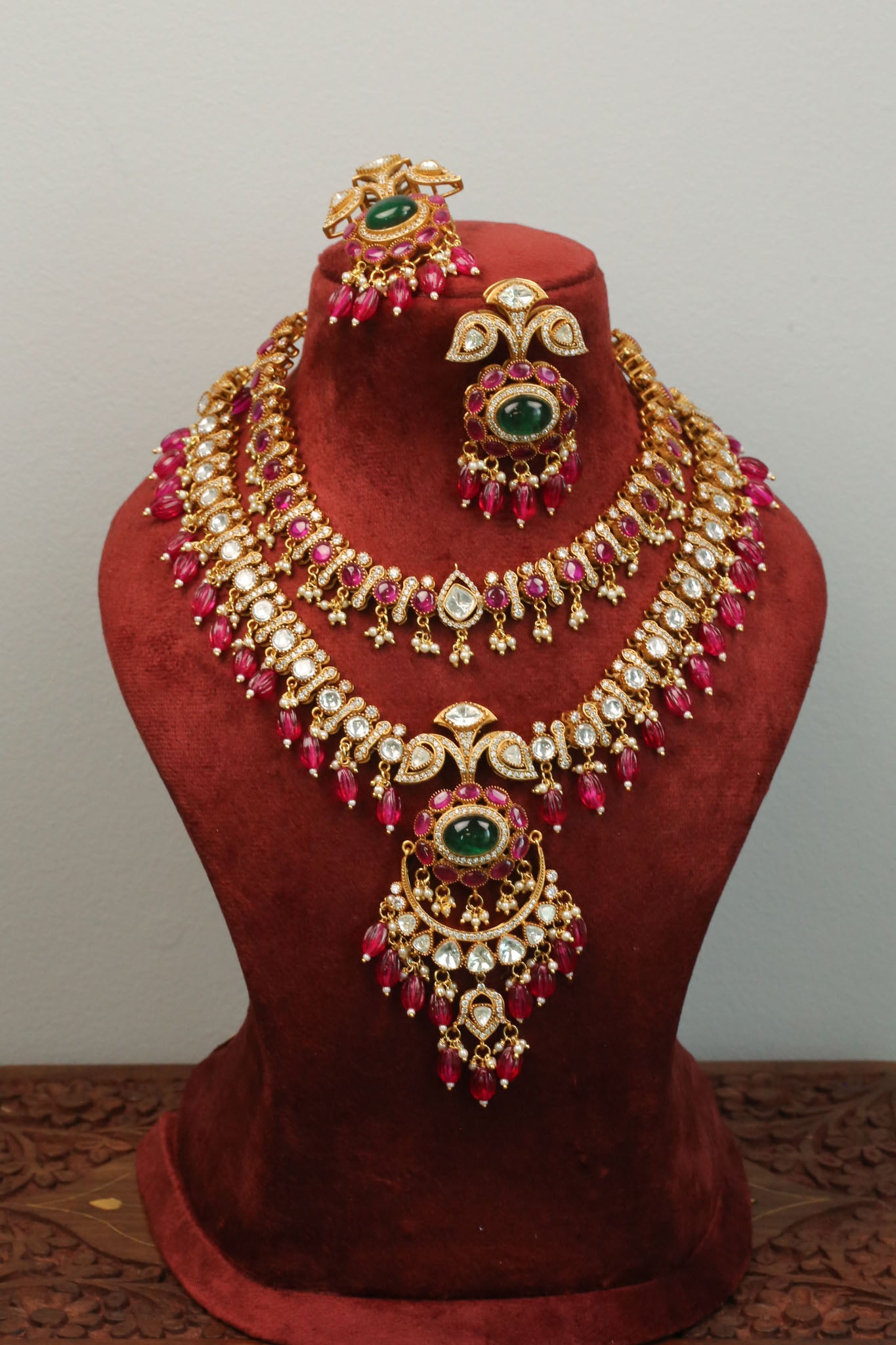 Polki Kundan & Ruby Pota Doublet Necklace Set