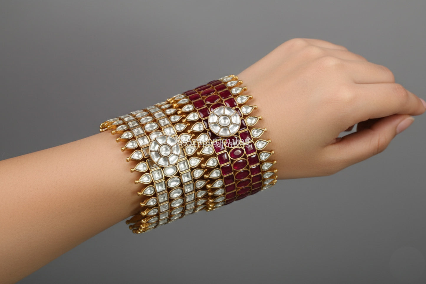 Jodha Premium Designer Jadau Kundan Bangle (Openable)