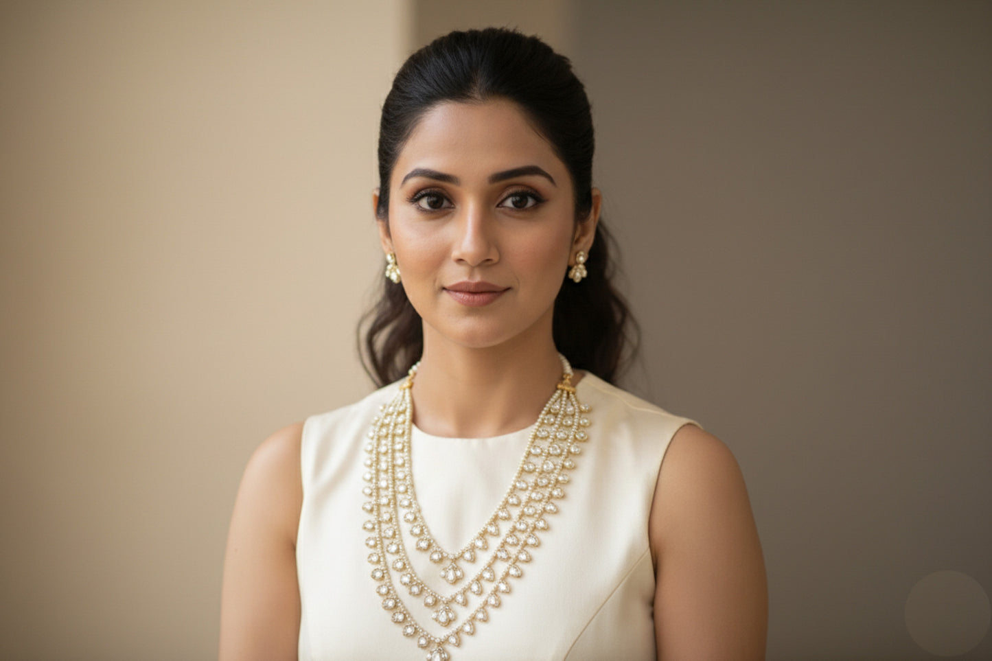 Maharani Vintage Look Kundan Necklace Set - 3 Line