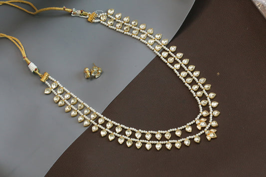 Maharani Vintage Look Kundan Necklace Set - 2 Lines
