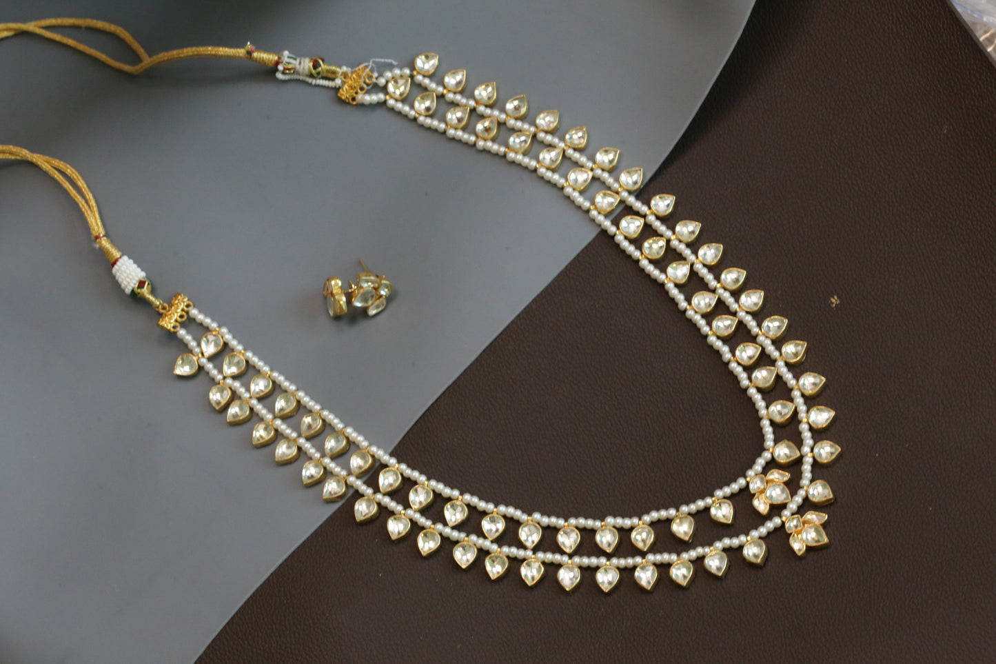 Maharani Vintage Look Kundan Necklace Set - 2 Lines