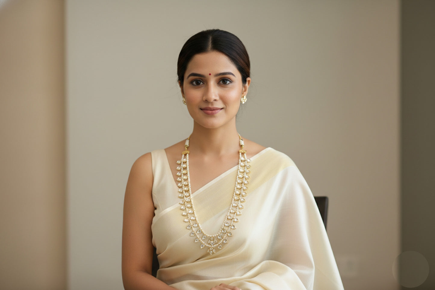 Maharani Vintage Look Kundan Necklace Set - 2 Lines