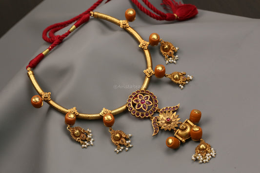 925 One Of A Kind African Coral Kemp Temple Hasli Necklace