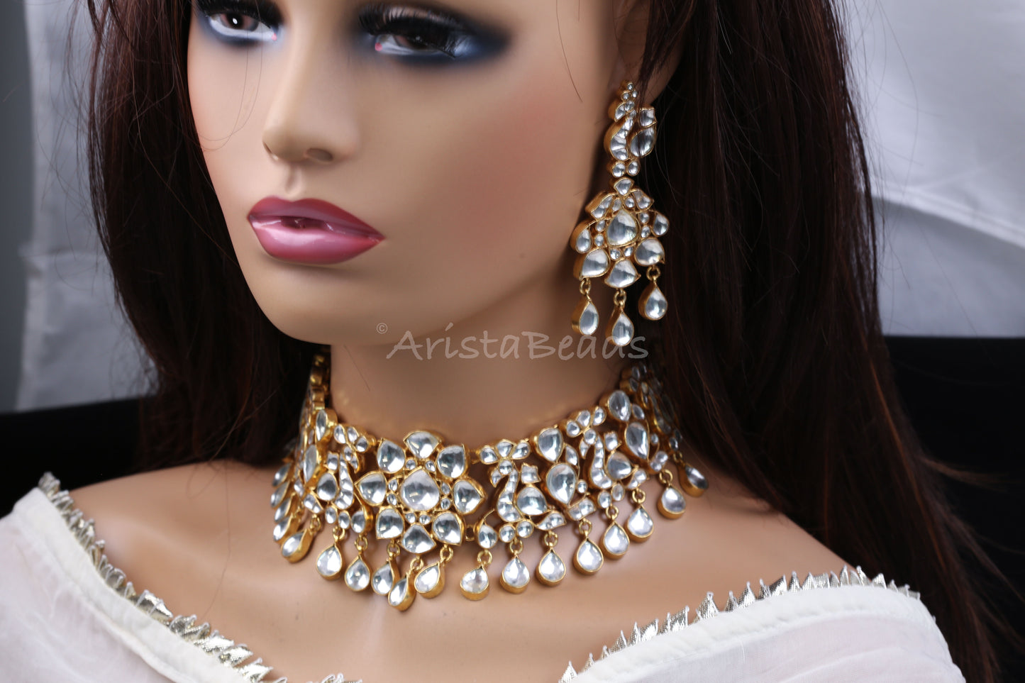 Sakshi Big Kundan Pachi  Necklace Set (103-84)