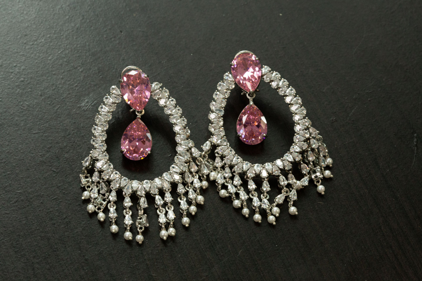 Alia Bhatt CZ Earrings - Pink