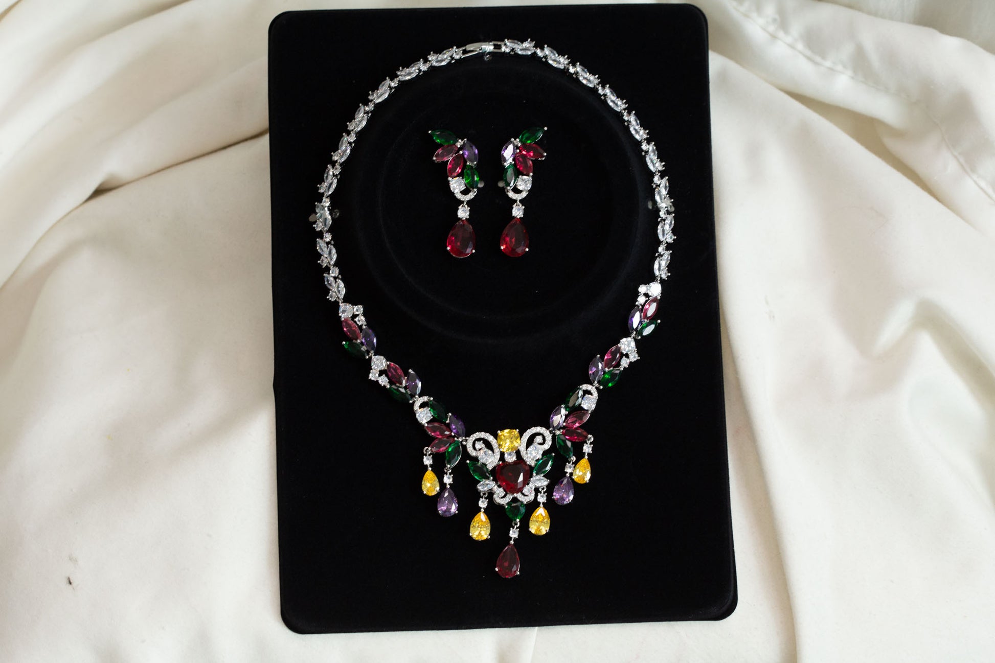 Veera Multi Color CZ Necklace Set