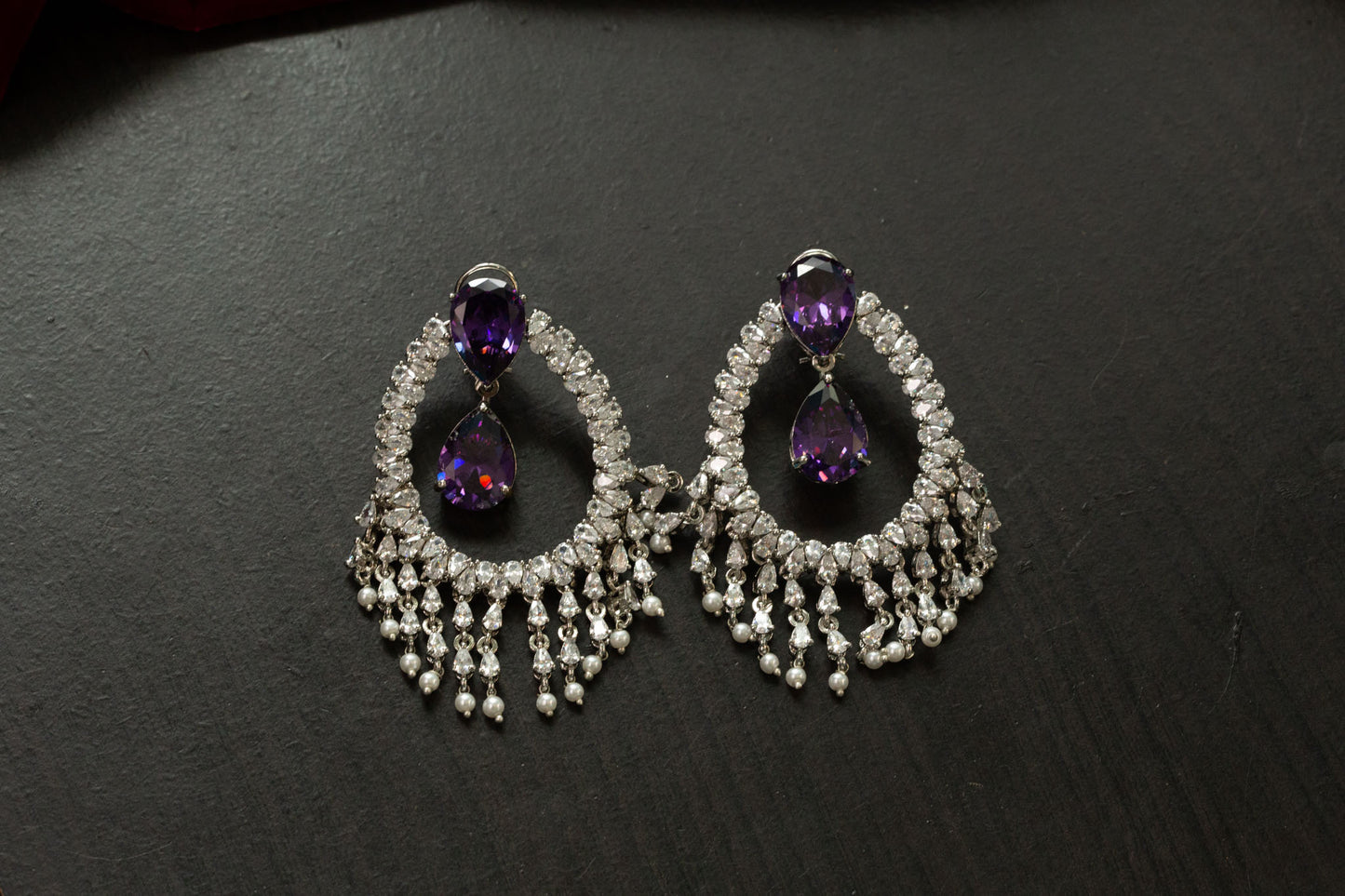 Alia Bhatt CZ Earrings - Purple