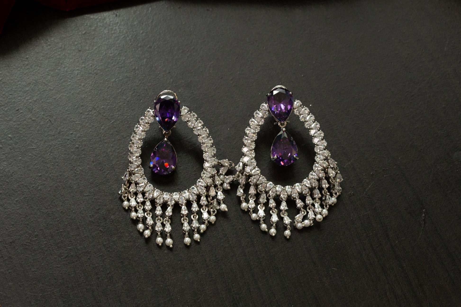 Alia Bhatt CZ Earrings - Purple