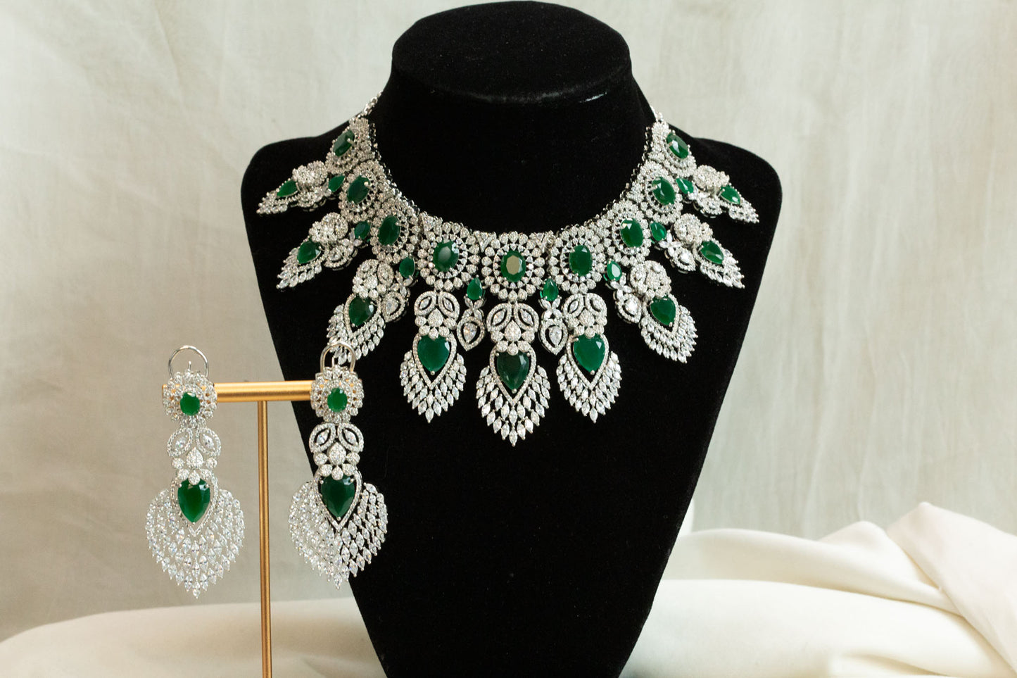 Amera Micro CZ & Green Doublet Necklace Set
