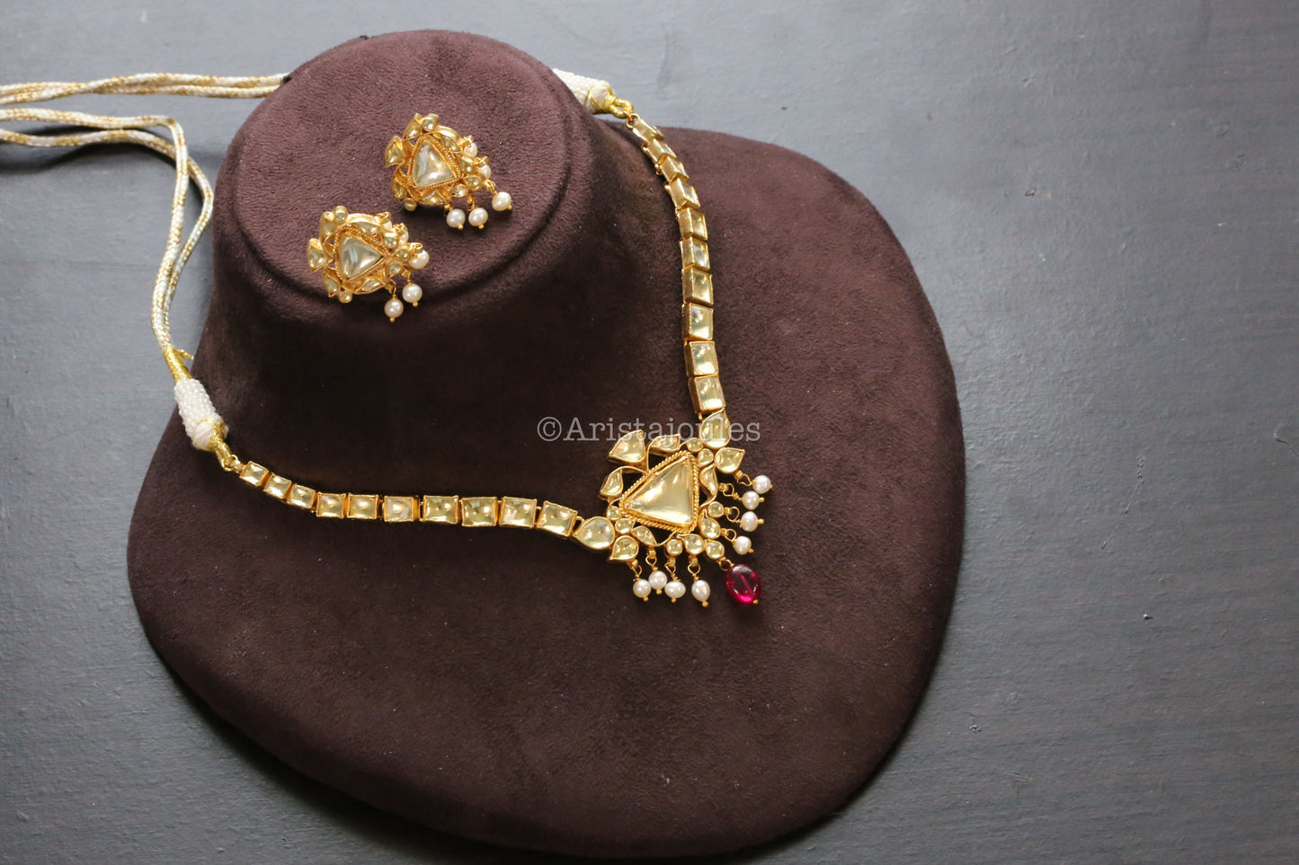 Suvarna Fresh Water Pearls & Yellow Polki Kundan Set