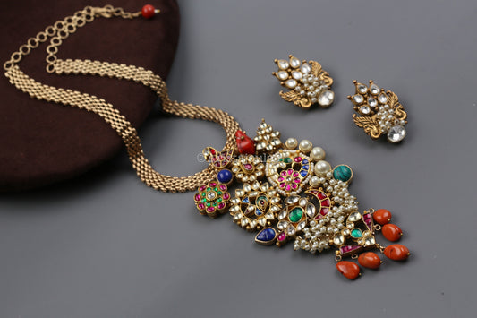Eesha Designer Semiprecious Stone Kundan Set