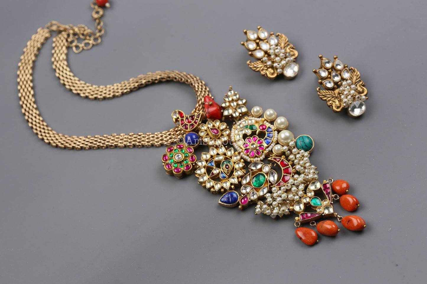 Eesha Designer Semiprecious Stone Kundan Set