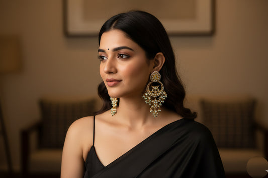 Clear Kundan Jadau Chandbaali Earrings