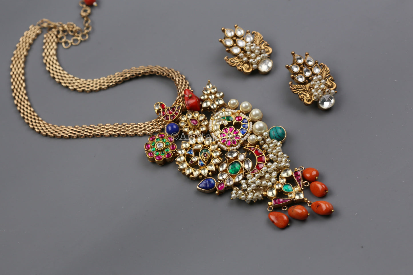 Eesha Designer Semiprecious Stone Kundan Set