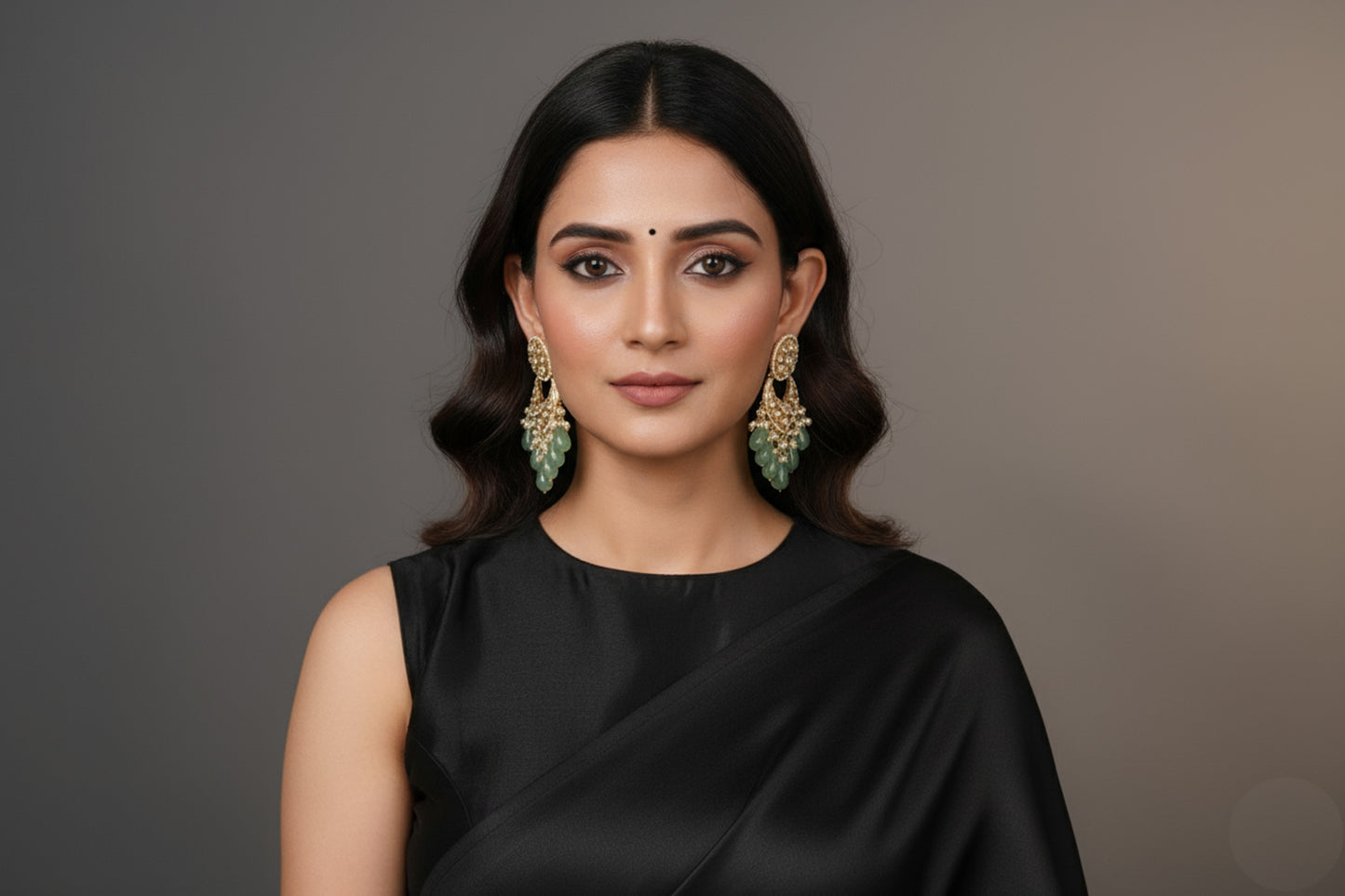 Jadau Kundan Chandbaali Earrings - Carved Strawberry Drops
