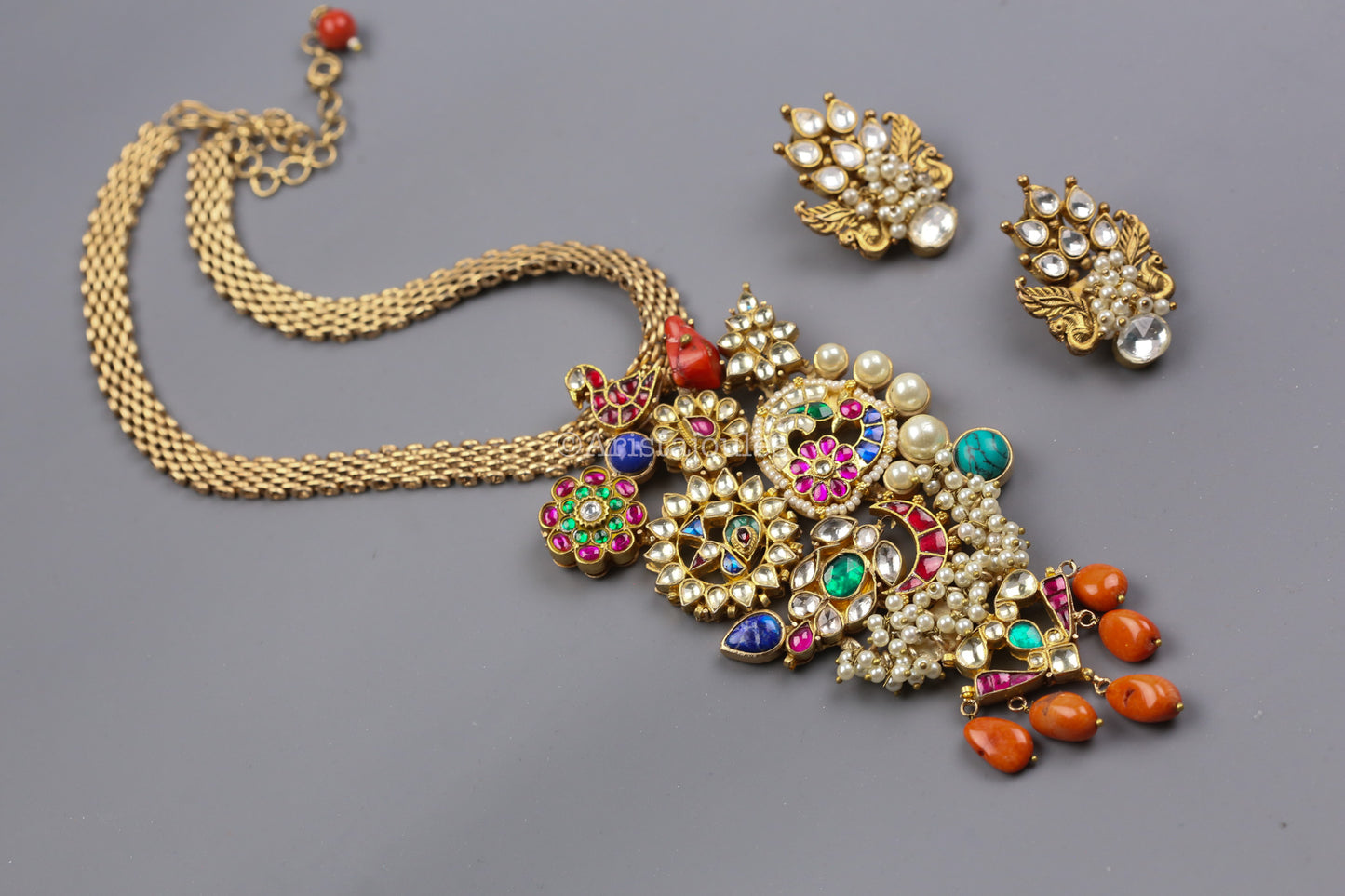 Eesha Designer Semiprecious Stone Kundan Set
