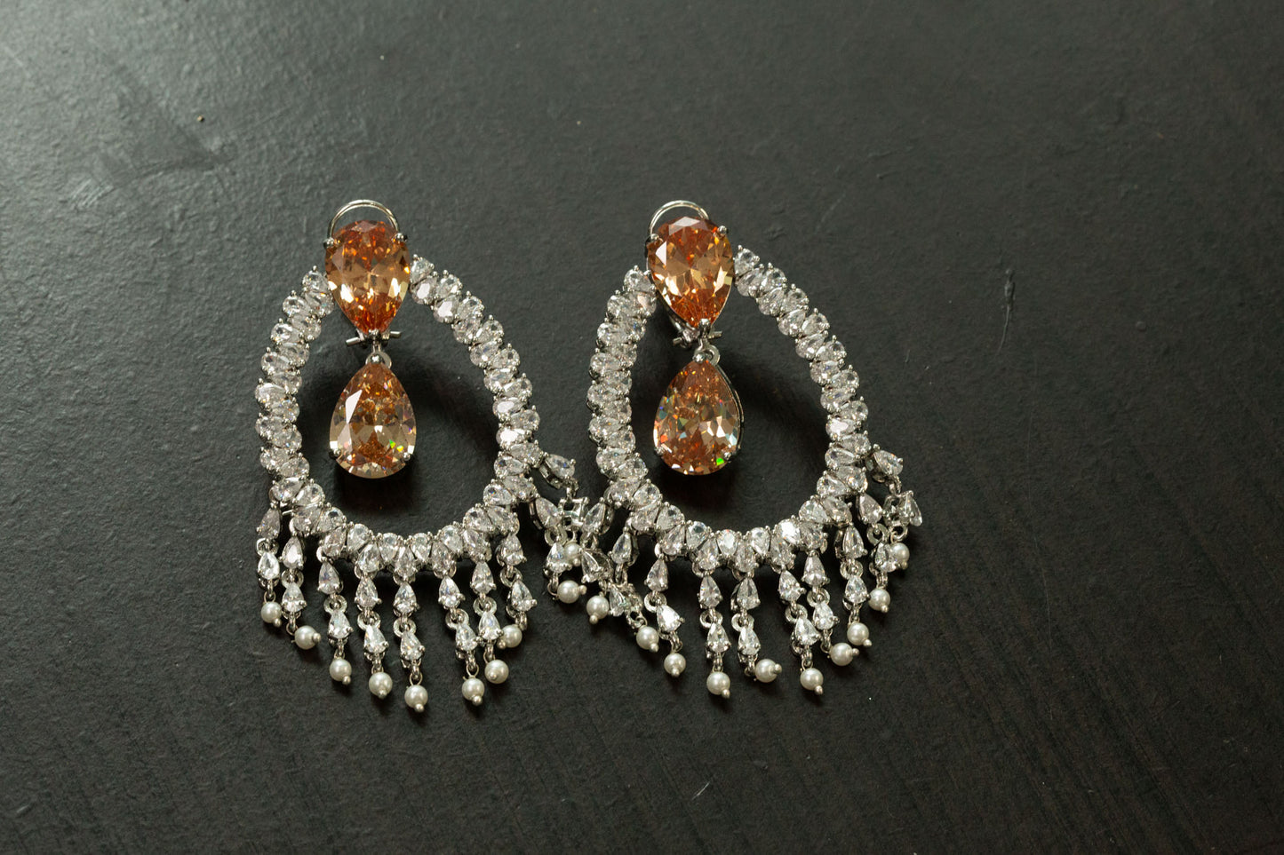 Alia Bhatt CZ Earrings - Champagne