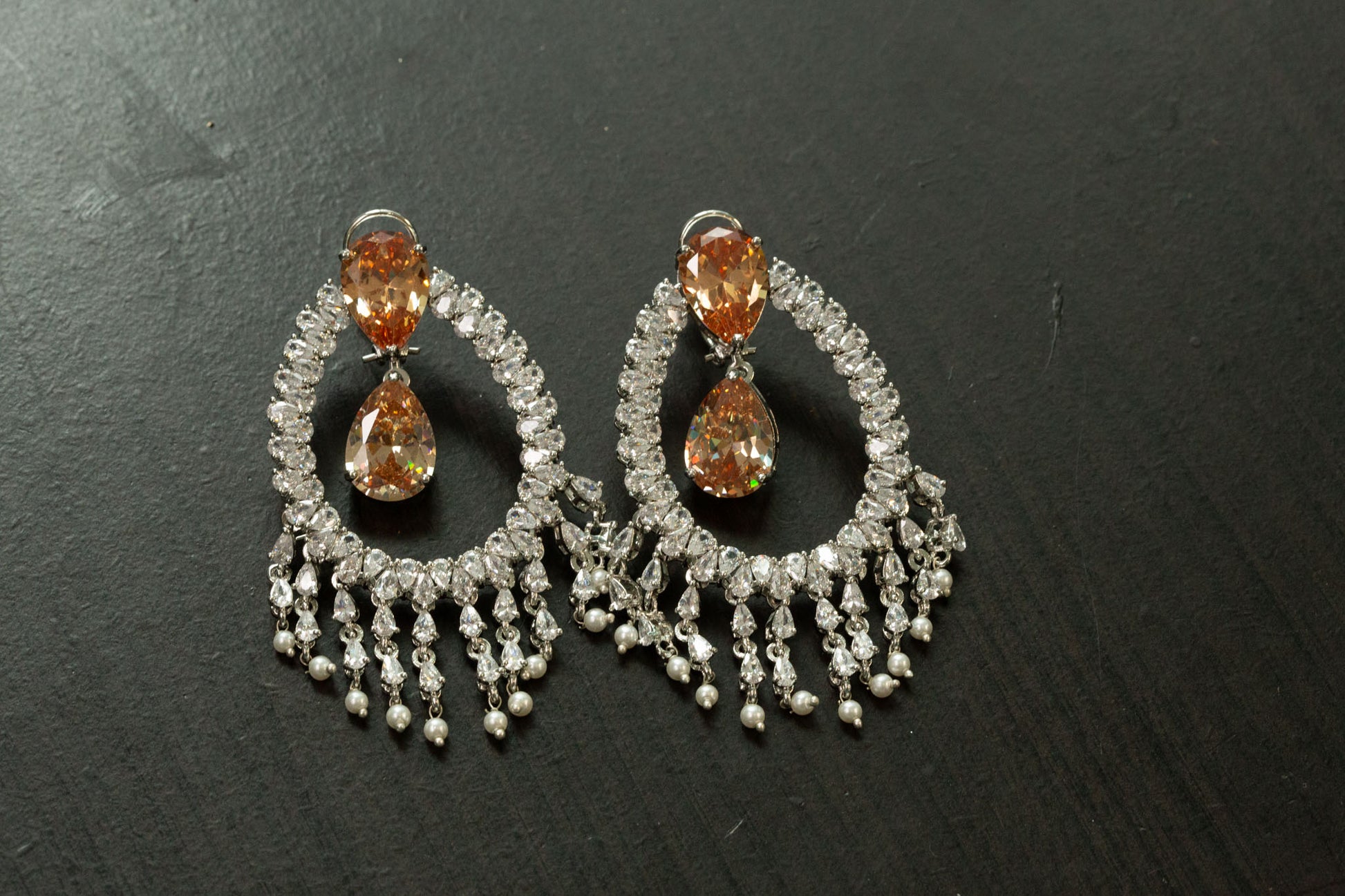 Alia Bhatt CZ Earrings - Champagne