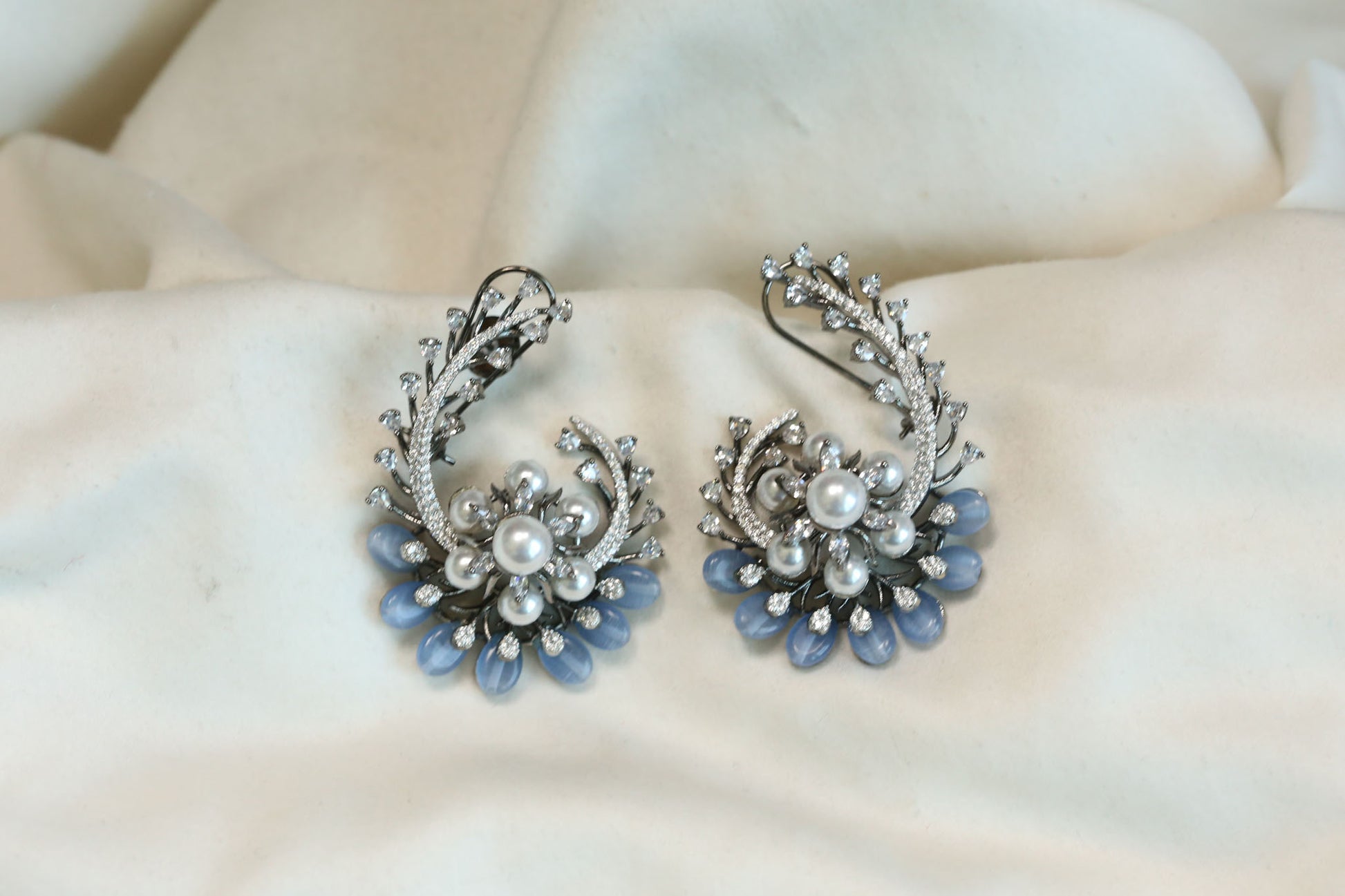 Designer Victorian CZ & Semiprecious Stone Earrings